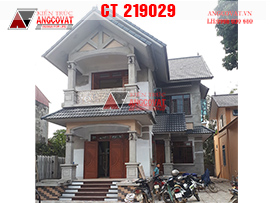Hình ảnh thực tế thi công biệt thự mái thái 2 tầng 120m2 hoàn thiện TC219029